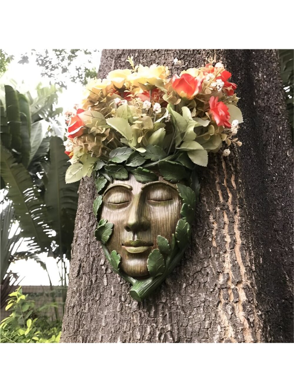Young Tree Faces Outdoor Decor, Funny Outdoor Faces Tree Hugger Decor for Trees